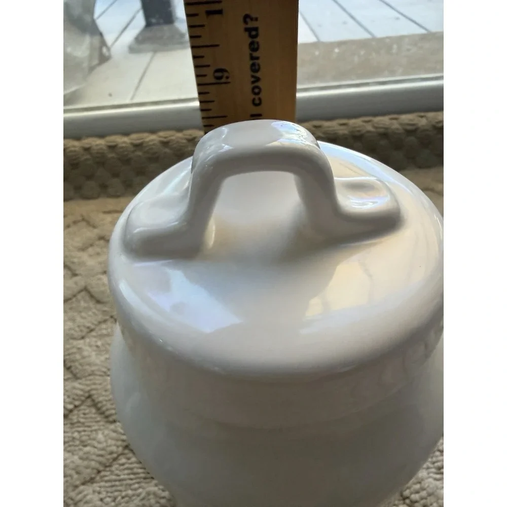 Rae Dunn WOOF Farmhouse Ceramic Pet Dog Treat Canister W/Lid